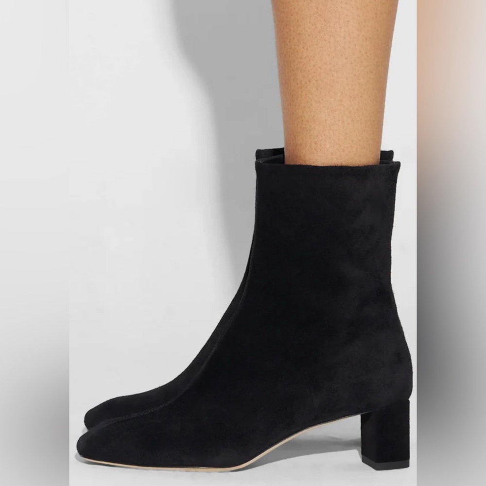 AEYDE BLACK SUEDE ANKLE BOOTIES ZIP BLOCK HEEL NEW EU 40 US 9 $495 - Picture 2 of 11
